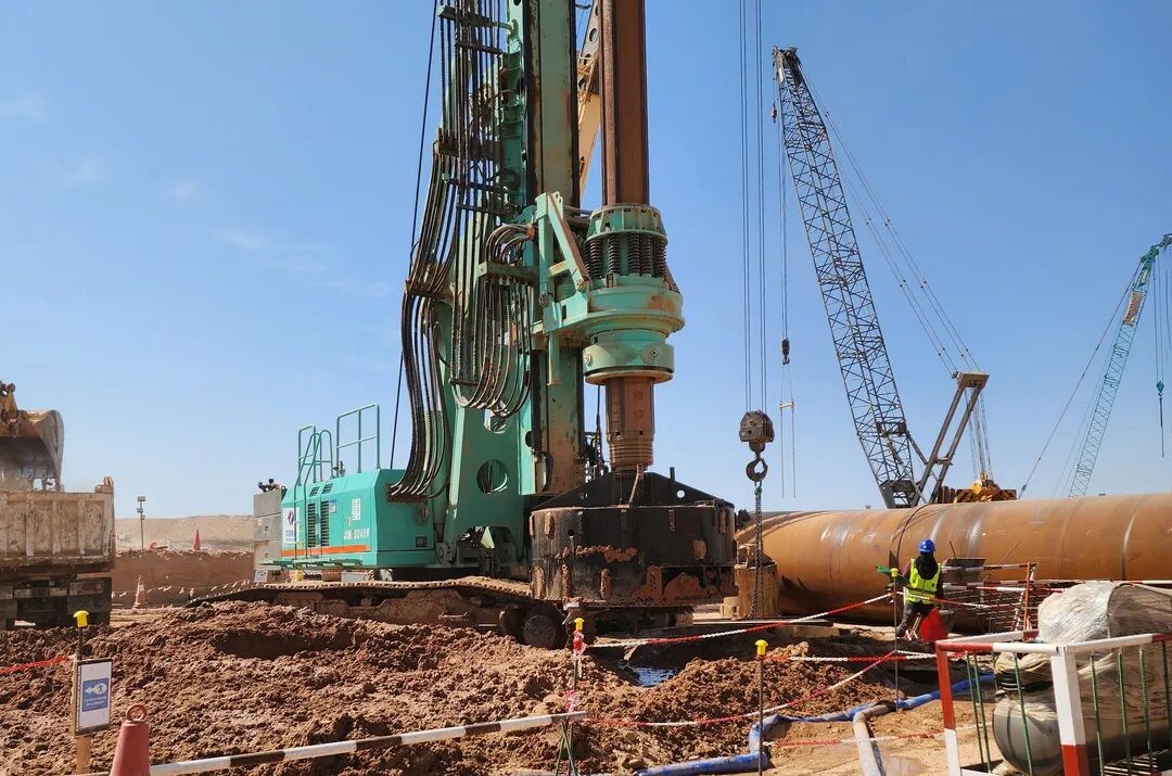 中国水电基础局携手上海金泰，共筑中东基建新里程碑106.16米超深桩
